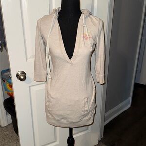🖤HOLLISTER VINTAGE GREYISH CREAM/ OATMEAL HOODIE TUNIC SIZE M🖤